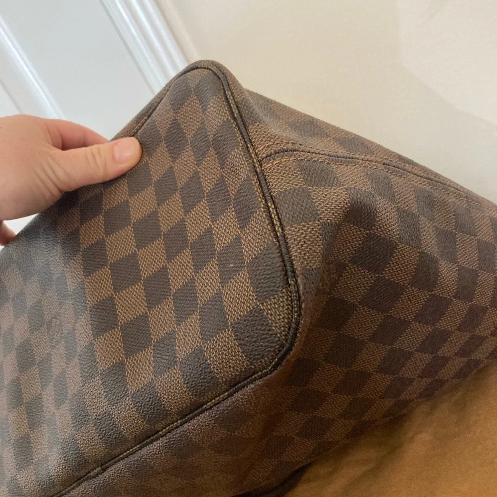 LOUIS VUITTON DAMIER EBENE NEVERFULL MM SHOULDER BAG WITH DUST BAG